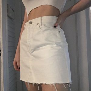 UO white denim skirt